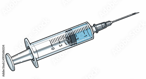 Medical syringe illustration on white background healthcare and vaccination