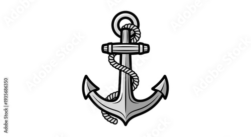 Metallic anchor illustration isolated on white background symbol of hope