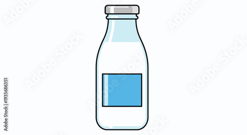 Milk bottle illustration on white background dairy product design