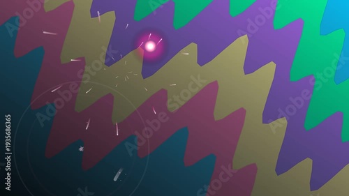 Vibrant abstract background with colorful zigzag pattern and glowing red light.
