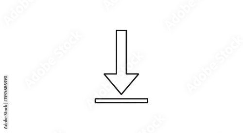 Minimalist downward arrow icon conceptual representation of direction