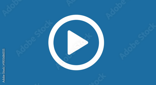 Modern play button icon against a vibrant blue backdrop for digital media