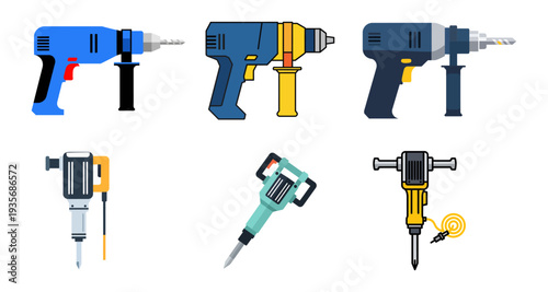 Electric Power Drill and Jackhammer Tool Collection
