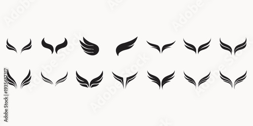 Wings icons set. Simple set of wings vector icons for web design on white background. vector icon
