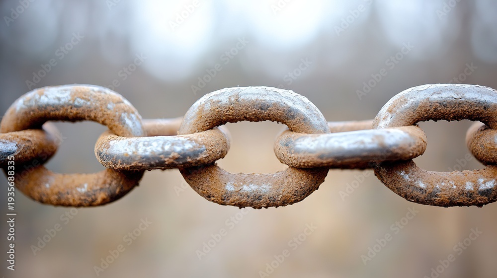 Fototapeta premium Close - up of Rusty Chain Links with Blurred Background