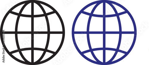 Black and blue globe on white background