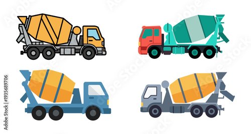 Construction Concrete Mixer Truck Seamless Pattern