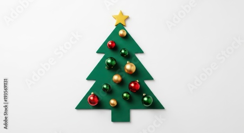 Christmas Tree Decorations White Background Copy Space