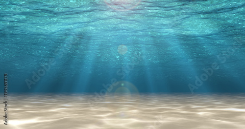 Εκτύπωση καμβά Abstract under sea background, white sand with sun ray for your design