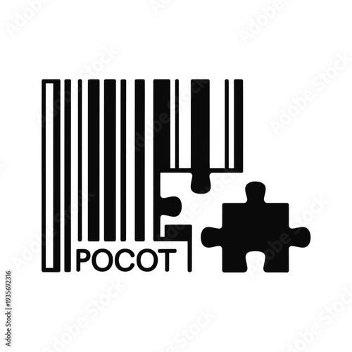 Barcode and puzzle piece combination representing problem solving concepts
