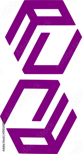 This bold, purple vector graphic is ideal for technology firms, architectural brands, gaming symbols, or contemporary corporate identities looking for a strong, structural aesthetic.
