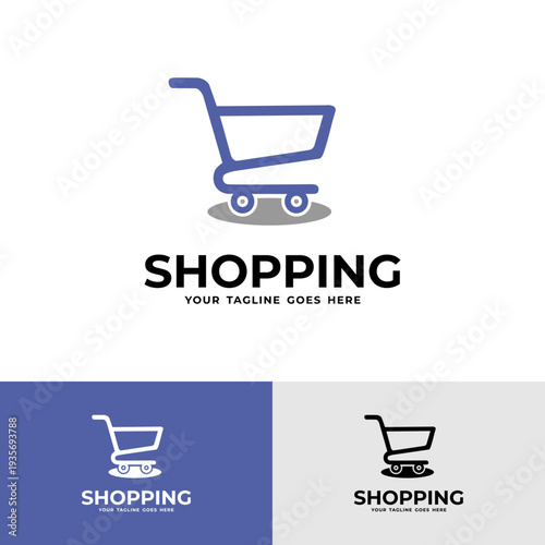 shopping cart retail store ecommerce logo design template