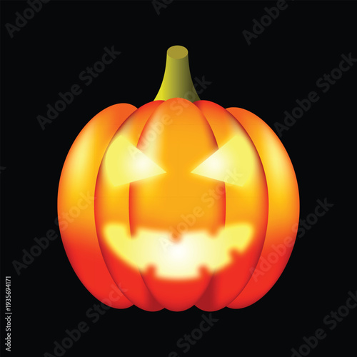 Single icon of a Halloween Pumpkin isolated in a black background, easily editable icon