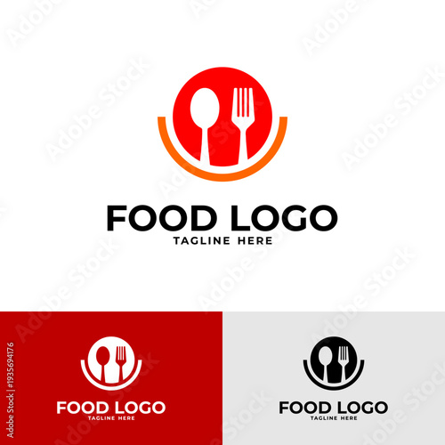 food restaurant spoon fork circle logo design template