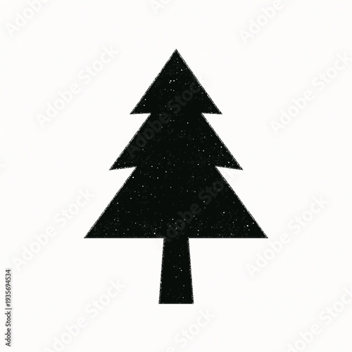 Minimalist Black Pine Tree Silhouette Icon on White Background