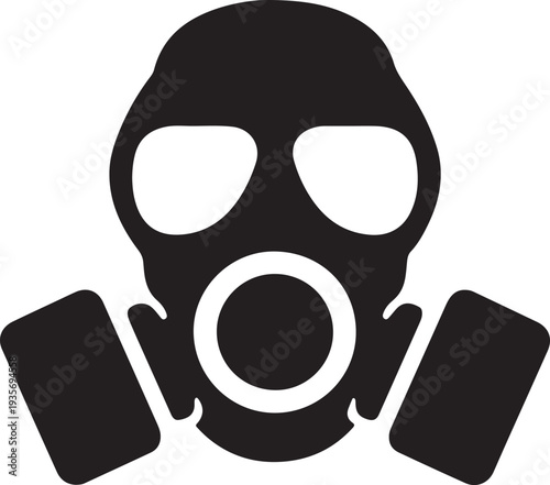 Gas Mask Icon Professional Respirator Silhouette for Industrial Safety Tactical Gear and Protection Graphics