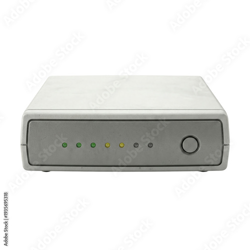 Foto Retro network modem with led indicators on transparent background