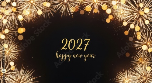 Golden Fireworks Celebrate New Year 2027