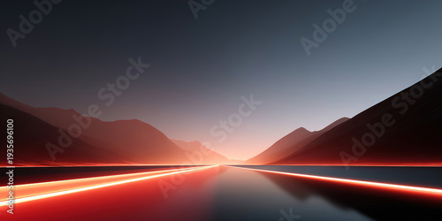 Future Technology Red Digital Highway Concept Car Advertising Background