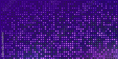 Purple abstract pixel texture bg video screen. Tv pattern background with square noise effect. Futuristic broadcast neon gradient banner for television. Modern vhs led static display element