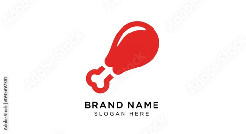 Red Meatball Logo Design Template with Placeholder Text.