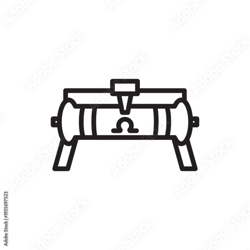 Rheostat icon featuring a variable resistor design with a sliding contact and Omega symbol. Perfect for electronic circuit schematics, engineering diagrams, and technical documentation projects.