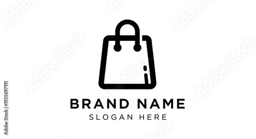 Simple black shopping bag logo template for branding and marketing purposes.