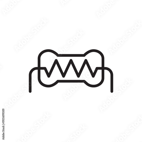 Zigzag fixed resistor icon featuring a standard squiggly line symbol for electrical resistance. Perfect for electronic circuit schematics, engineering diagrams, and technical documentation projects.