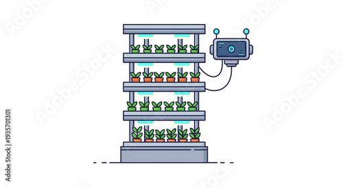 Modern urban farm with smart farming technology and agrotech drone illustration for business design