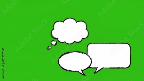 Animated Comic Speech Bubbles on Green Background