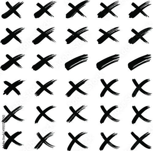 Grunge Brush Stroke Crosses and Lines Set