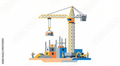 construction site with crane