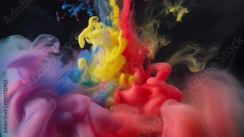 Ink Colors Swirling in Water Creating Vibrant Abstract Motion