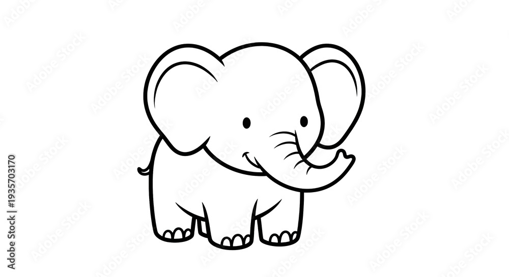 Fototapeta premium Cute Baby Elephant Outline With Colorful Glow On Black Background
