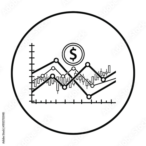Financial growth chart highlights profitability with currency symbol