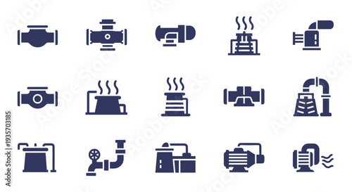 A collection of plumbing and pipe icons on transparent background