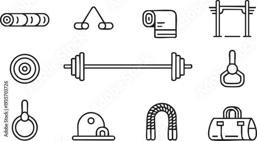 Sports and Fitness Equipment Icons exercise workout