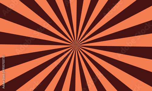 Warm orange and deep brown radial sunburst pattern radiating outward with classic retro styling