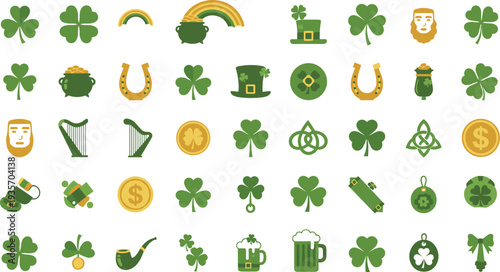 Stunning St Patrick's Day clover and hat icons