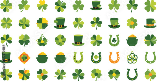 Stunning St Patrick's Day clover and hat icons