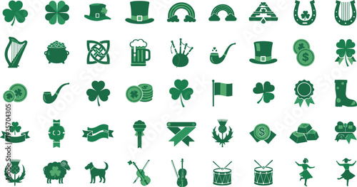 Stunning St Patrick's Day clover and hat icons
