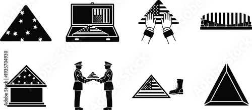 Egyptian icon set featuring pyramids sphinx and ancient symbols