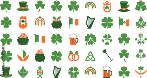 Stunning St Patrick's Day clover and hat icons