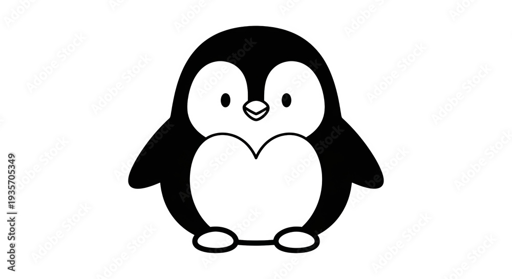 Obraz premium Minimalist Penguin Outline Icon With Glitch Effect On Black