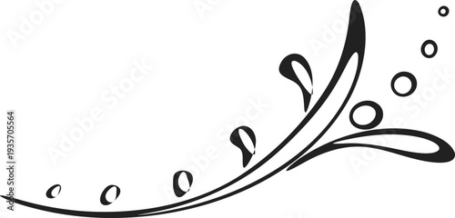 Vector swirl design element with droplets