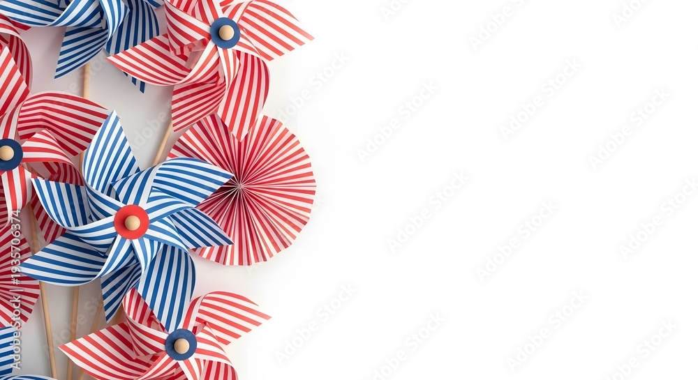 Obraz premium Patriotic pinwheels on white background