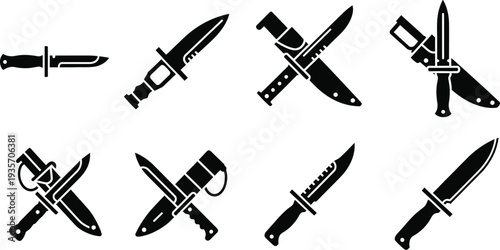 Knife icon set collection of various knife illustrations and symbols
