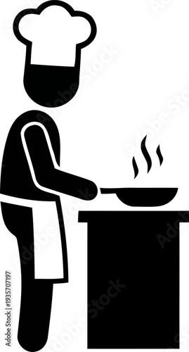 Chef actively cooking a dish in a professional kitchen setting