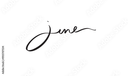 June month text font calligraphy hand written lettering script black color object icon june month summer season time calendar happy banner welcome business june month template greeting card holiday 