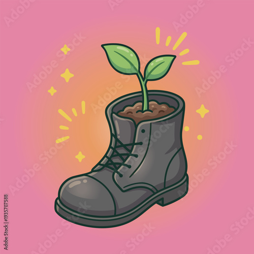 Plant Growing in a Boot